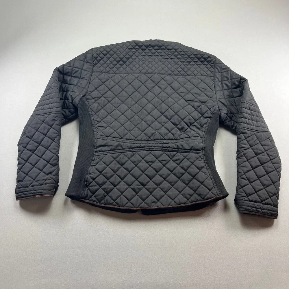 C'EST TOI Bomber Jacket Womens 2XL Black Lined Quilted Ribbed Insulated Full Zip